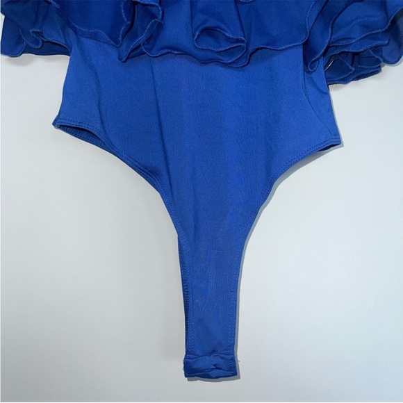 TCEC Double Layered Ruffle Hem Bodysuit | Blue | Size S | Women - Picture 3 of 7